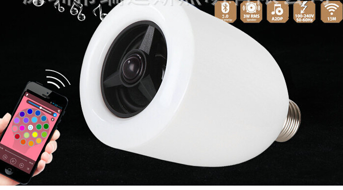 APP smartphone control Control and Changable LED lamp E27 Wireless Bluetooth Speaker Led Lamp Bulb Light