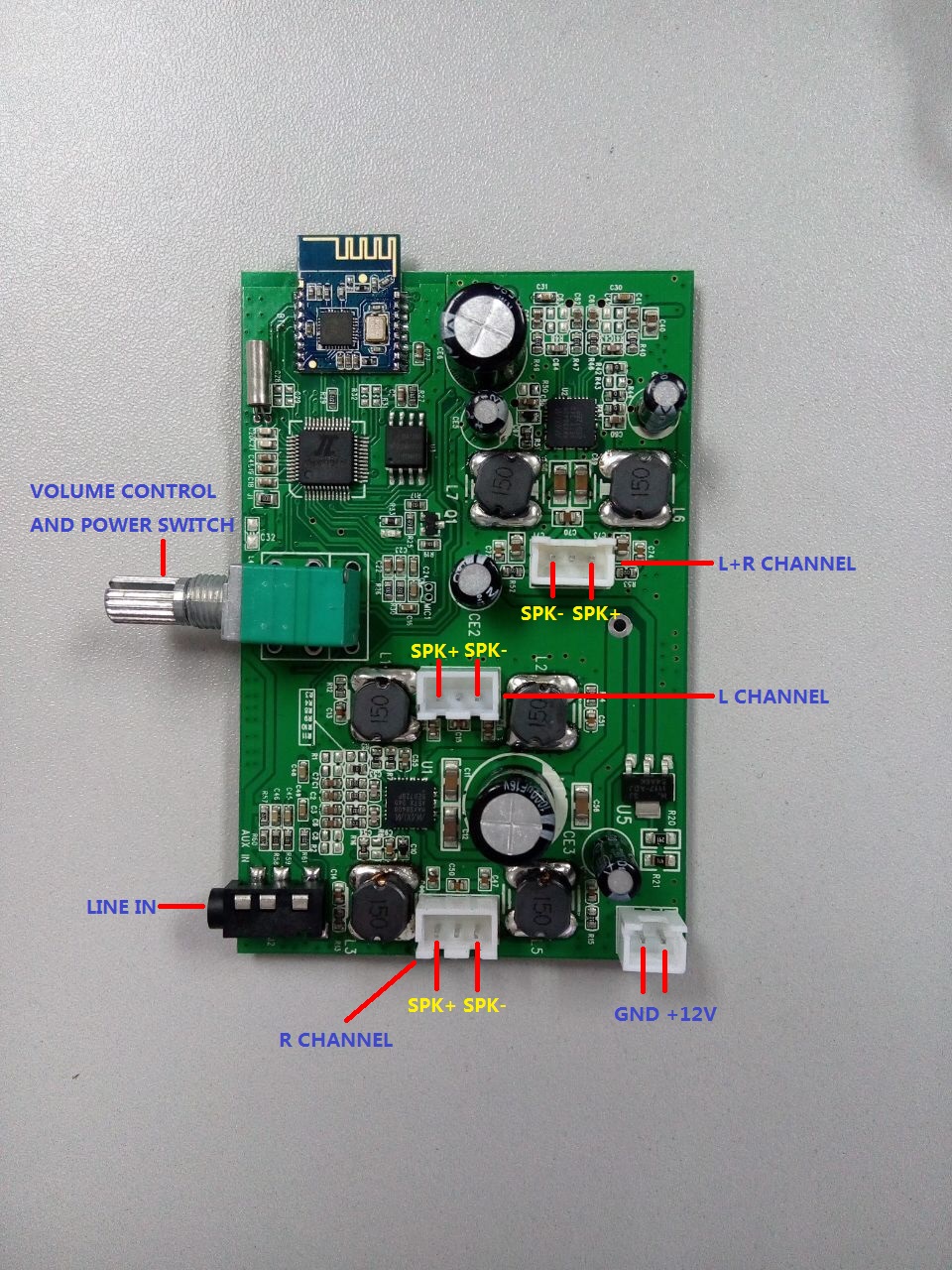 3 channels bluetooth audio receiver amplifier board